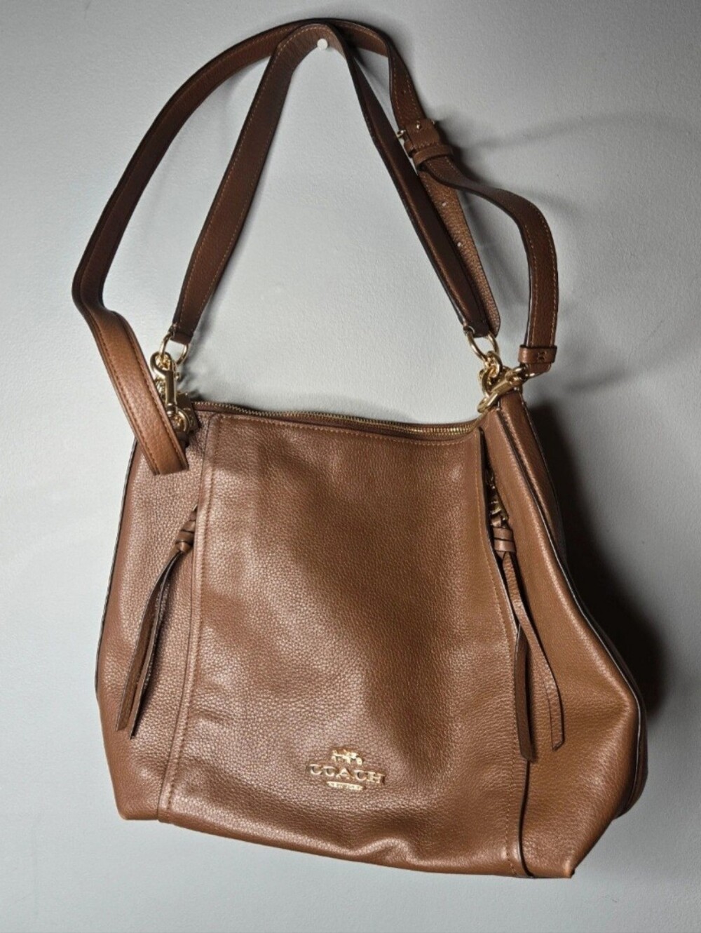 Coach Marlon Hobo Pebbled Leather Shoulder Bag IM/Saddle 2 #79994